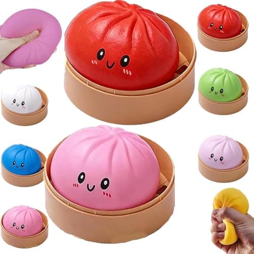 Mystery Dumpling Squishy, 4 Inch Jumbo Dumpling Stress Ball, Squishy Bun, Anxiety Relief Fidget, Soft Squeeze Decompression Dough for Adults Classroom Prizes & Party Favors - Image 1