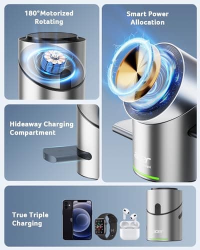 Acer Prime 3 in 1 Charging Station for Apple - Magnetic iPhone Wireless Charging Station, Magsafe Charger Stand for iPhone 17 16 15 14 13 12 - Apple Watch - Airpods Series (Charger & USB-C Included) - Thumbnail 2