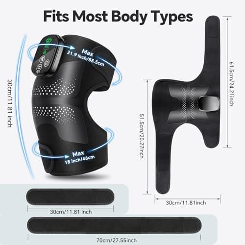 Knee Massager, Cordless Heated Knee Brace Wrap, Rechargeable Knee Massager for Knee Shoulder Elbow Pain Relief, Heating Knee Brace Support for Arthritis/Joint Stiff/Muscle Strain - Thumbnail 4