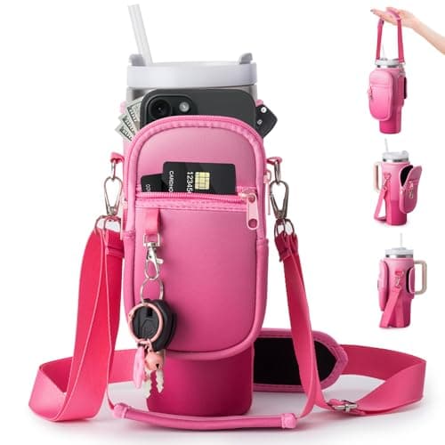 linmaya Water Bottle Carrier Bag for Stanley Cup 40/30oz with Phone Holder Pockets,Neoprene Water Bottle Cross-body Bag with Adjustable Shoulder & Hand Strap Stanley Cup Accessories - Image 1