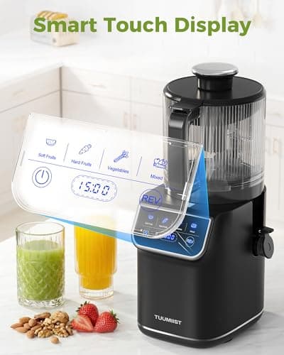 TUUMIIST 3-in-1 Cold Press Juicer Machine, Smart Touch Masticating Juicers for Whole Fruit & Vegetable, 6.5" Wide Chute Slow Juicer for Nut Milk & Sorbet, High Yield, 100oz Large Capacity, Easy Clean - Thumbnail 3