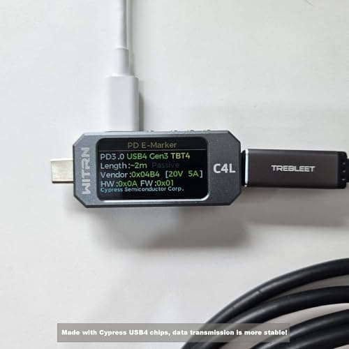 TREBLEET 6.6ft USB4 Cable (40Gbps), Compatible with Thunderbolt 4 & 3, 100W PD Charging, 5K@60Hz Video | USB-C to USB-C Cord for eGPU, Mac Studio, MacBook Pro, Dell XPS, Docking Station - Thumbnail 5
