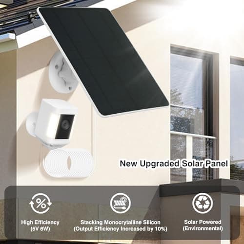 1 Pack 6W Solar Panel for Ring Camera – Battery Maintenance Solar Charger, Compatible with Ring Spotlight Cam/Plus/Pro & Stick Up Cam Battery/Pro, USB-C & DC for Security Cameras - Thumbnail 3