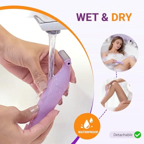 UNIMIKO Bikini Trimmer for Women, 3-in-1 Painless Womens Electric Razors & Pubic Hair Trimmer, Waterproof Womens Shaver with Ceramic Blades, USB Rechargeable Lady Groomer for Legs Underarm Face,Pink - Thumbnail 6