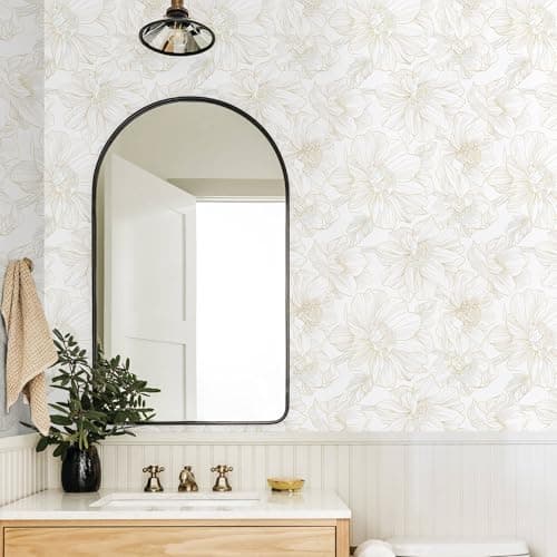 Abyssaly Beige Neutral Peel and Stick Wallpaper Large Floral Contact Paper Boho Flower Removable Self Adhesive Vinyl Roll Waterproof Wall Paper for Bathroom Bedroom Cabinet Thicken Decor 17.3" x 118" - Thumbnail 6