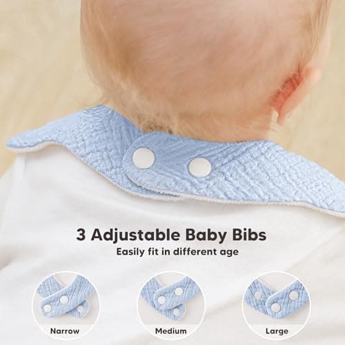 Bearmoss Muslin Baby Bibs for Drooling & Teething Cotton Drool Bib 6 Pack - Thumbnail 5