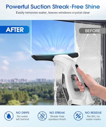 BIGITTA Window Vacuum Squeegee Cordless, 3-in-1 Electric Window Cleaner Tool with Spray & Microfiber Pad, Streak-Free 2200Pa Suction for Glass, Shower Doors, Mirrors, Tiles and Car Windows - Thumbnail 3
