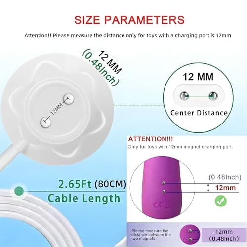Rlissfiose 2Pack 12mm Rose Charger Magnetic Replacement Charger Cable with 2 Dots(12MM), 2.65ft(80cm) USB-A & USB-C Charging Port Set to Magnetic Cord for Rose Toys Only - Thumbnail 3