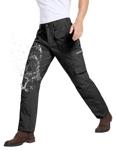 DURAWERK Men's Cargo Pants, Water Resistant Work Pants, Durable Ripstop Tactical Pants, EDC Hiking Pants, Multi Pockets Hunting Pants for Outdoor Climbing Traveling Camping Fishing (Black, 34WX30L) - Image 1