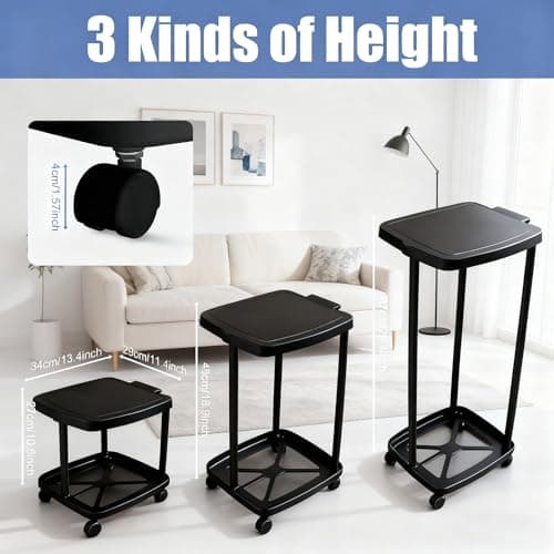 UUFCTY Collapsible Trash Can Camping Portable Garbage Bin Holder Stand with Wheels Plastic Outdoor Trash Can with Lid for Outside Indoor, Black - Thumbnail 5