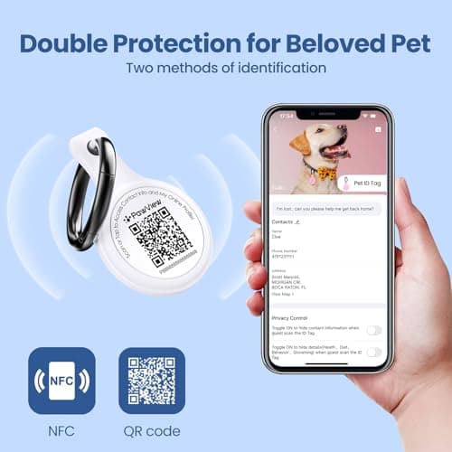 PawView Dog ID Tag with QR Code & NFC, Silent Silicone Dog Name Tags Personalized for Pets- Scan QR for Instant Location Alert, Emergency Contact and Modifiable Pet Profile (White) - Thumbnail 5