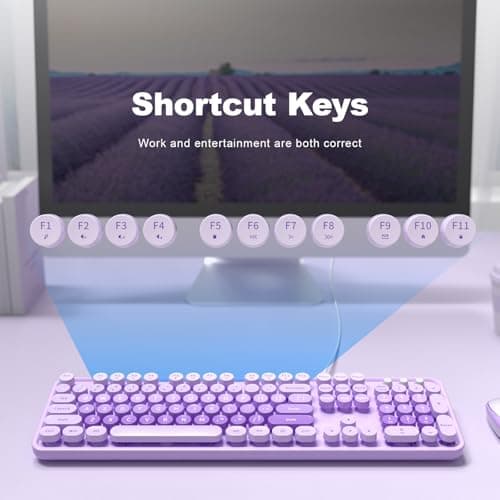 Atelus Large Print Keyboard, USB Wired Computer Keyboard, Full Size Keyboard with Number Pad for PC Laptop Desktop Windows 7 8 10 11 (Purple Colorful) - Thumbnail 5