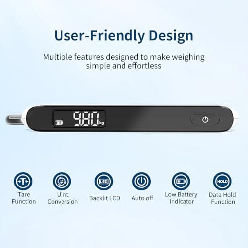 Ultrean Luggage Scale, 110lb Digital Suitcase Weight Scale for Travel, Portable Handheld Baggage Scale with Rubber Paint, Hook, Battery Included - Thumbnail 2
