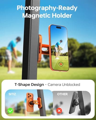 SITIZ Magnetic Golf Cart Phone Holder，Phone Mount Compatible with MagSafe iPhone 12-17, Golf Accessories for Men, Aluminum Alloy, Fits EZGO, Club Car, Yamaha, Adjustable Ball Head, Golf Gifts - Thumbnail 2