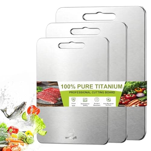 Wekayli 3 PCS Titanium Cutting Board – 100% Pure Titanium Knife-Friendly Chopping Boards, Dishwasher Safe & Non Toxic Hygienic Kitchen Boards for Meat, Vegetables, Fruit & Bread - Image 1