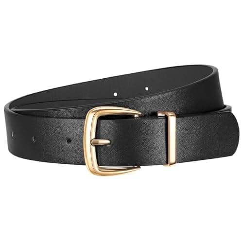 VONMELLI Women's Leather Belts for Jeans Dress Pants Women Fashion Leather Belt with Gold Buckle - Image 1