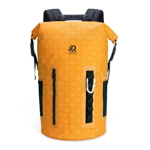 RIVONOVA Roll Top Closure Cooler Backpack for Kayaking Beach Paddle Boarding Watersports, Premium 24 Hours Insulated Leak Proof Zipperless Soft Cooler for Fishing, Gift for Father, 35L Orange - Image 1