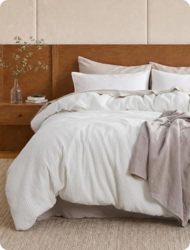 Bedsure Cotton Duvet Cover California King Size - 100% Cotton Waffle Weave Coconut White Duvet Cover, PureWoven Textured Breathable Bedding Comforter Cover for All Season, 1 Duvet Cover Only 104"x98" - Image 1