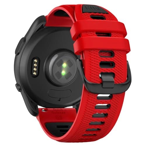 Velocarer Watch Band for Garmin Forerunner 265/Forerunner 255/Vivoactive 4/Venu 3/Venu 2, 22mm Quick Release Silicone Sport Bands, Red & Black - Image 1