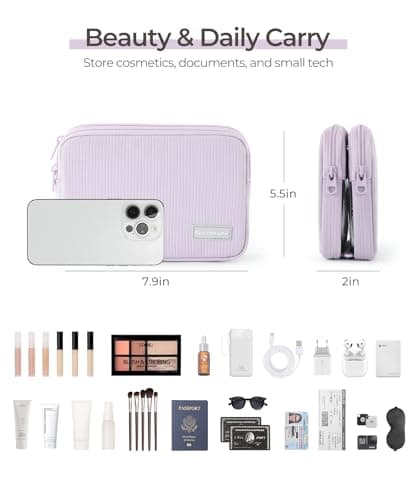 EPEDAL24 Preppy Makeup Bag, Rectangle Double Detachable Cosmetic Organizer, Clear Side Panel Portable Travel Pouches for In-Flight Essentials, Beauty & Tech Accessories, Gift for Women - Thumbnail 2