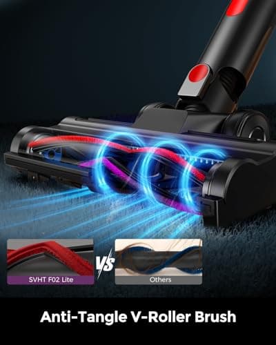 SVHT Cordless Vacuum Cleaner, 500W 45KPA 50Mins Stick Vacuum Cleaners for Home with LED Light, Self-Standing, Anti-Tangle Brush & 1.6L Dust Cup, Lightweight Vacuum for Pet Hair, Carpets, Hard Floors - Thumbnail 4