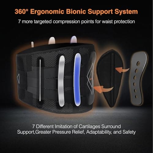 AdkuKa Back Brace for Lower Back Pain Women Men - 10x Maximum Compression and Adjustable - Lumbar Support Belt with 3D Pad - Ergonomic and Breathable 3D Material - for Herniated Disc,Sciatica (M) - Thumbnail 3