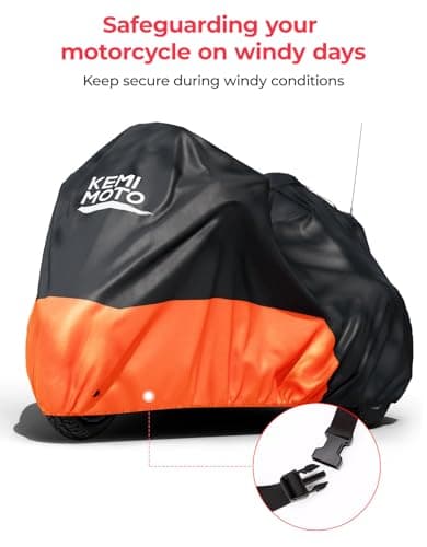 KEMIMOTO Heavy Duty 420D Waterproof Motorcycle Trike Cover with Antenna Opening 3 Wheel Cover Compatible with Trike Models Freewheeler, Tri Glide Outdoor All Weather Protection from Dust Sunlight Rain - Thumbnail 4
