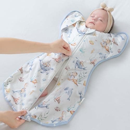 JOYNCLEON Baby Sleep Sack Swaddle for Newborns,0.5 TOG Self-Soothing Wearable Blanket to Improve Sleeping & Ease Startle Reflex,100% Cotton, Lightweight & Breathable,Baby Registry Essential - Thumbnail 6