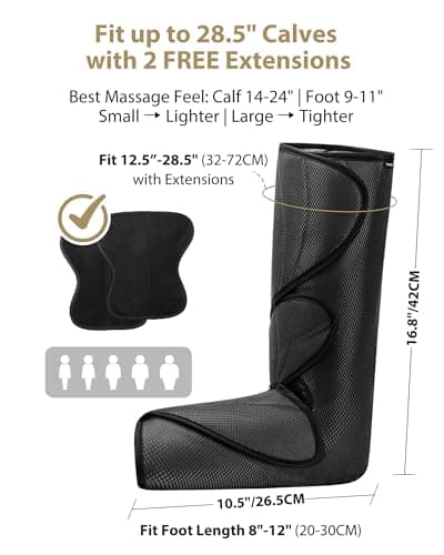 FIT KING Leg Massager for Circulation and Pain Relief, Air Compression Leg and Foot Massager to Relieve Pain Swelling Edema with 2 Size Extensions- Great Gift for Wife Mom and Friend - Thumbnail 5