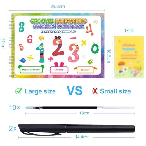 QianShouYan Magic Grooved Writing Practice Books, Grooved Handwriting Practice for Kids 3+, Preschool Learning Activities (6 Books with Pens) - Thumbnail 2