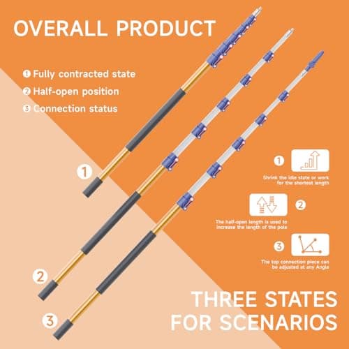 Telescopic Pole, 6-21 FT Multi-Purpose Extension Pole, Sturdy Aluminum Extendable Pole for Painting, Dusting and Cleaning - Thumbnail 2