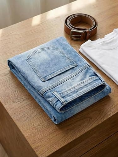 JMIERR Men's Regular Fit Stretch Tapered Leg Cut Skinny Jeans, Fashion Comfort Flex Denim Pants for Men with 5 Pockets, 32W*30L, Beau Blue - Thumbnail 6