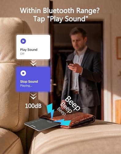 Ultra-Thin Wallet Tracker Card 0.07in 1 Pack Apple MFi Certified - Credit Card Size Tracker Tag Works with Apple Find My IP68 Waterproof Rechargeable Item Locator for Keys, Bags, Passport (iOS Only) - Thumbnail 3