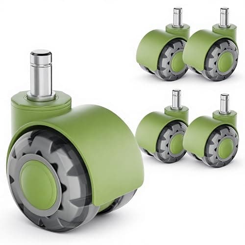 TESUMI Office Chair Wheels 2" Dual-Wheels Roller Blade Rubber Chair Casters Replacement, Heavy Duty Quiet No Scratch Gaming Chair Wheel for Hardwood Floor Carpet, Set of 5, Universal Fit/Not for 1KEA - Image 1