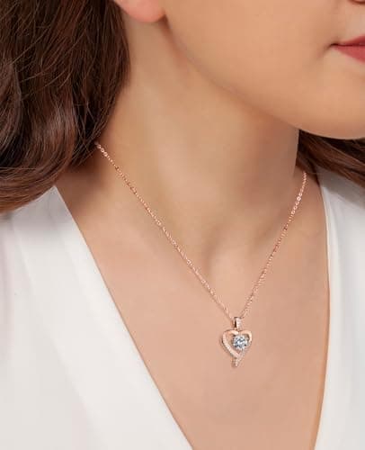 Valentines Day Gifts for Her - Heart Pendent Necklaces for Women, 1-3ct Moissanite Necklace with I love U Engraving - Anniversary Birthday Gifts for Wife, Girlfriend, Mother, 925 Silver Jewelry - Thumbnail 3