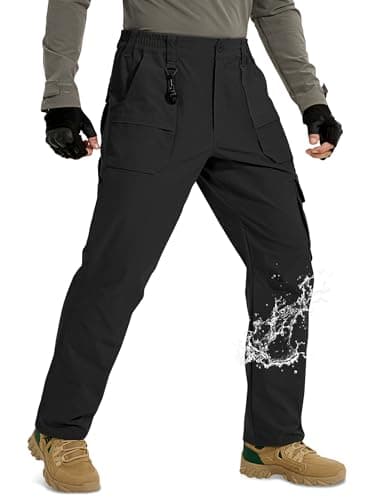 MOURCE Mens Tactical Cargo Pants Waterproof - Lightweight Quick Dry Hiking Pants Men, Black 32L - Thumbnail 2
