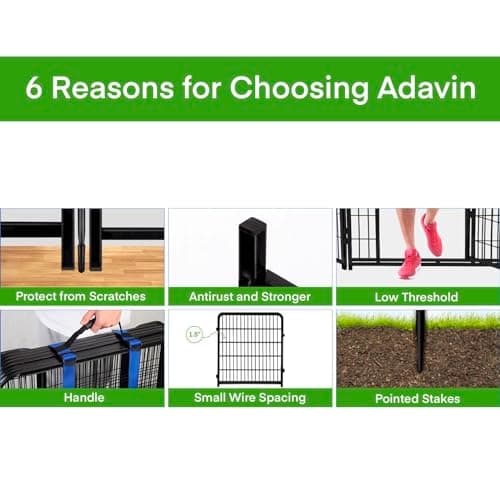 ADAVIN Garden Fencing 36 Inch High, Low Threshold Door, 10 Panels Total 22.1 Ft(L), Dog Fence Outdoor for Yard, Animal Barrier Fence, Fencing for Garden Beds, Pet Fences, Garden Fence Border. - Thumbnail 2