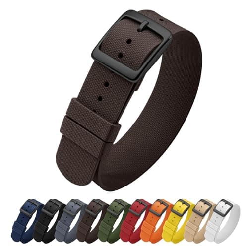 ULLCHRO Watch Strap FKM Rubber Watch Strap 20mm Waterproof Silicone Replacement Band 22mm, Soft Rubber for Man Watch Band (22mm, Brown)