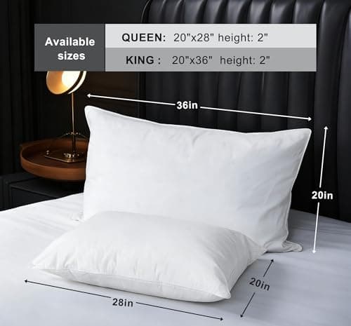 ALPSWAN Goose Down Pillow, Hotel Quality with Feather Fill, 750 Fill Power King Size - 2 Pack with Pillowcase for Master Bedroom, Support for Back, Side, Stomach Sleepers (King) - Thumbnail 4
