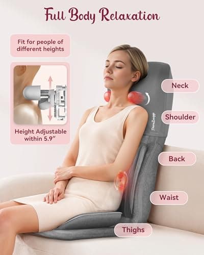 THERAZZAGGE Shiatsu Neck Back Massager with Heat, Massage Chair Full Body with Compression, Chair Massage Pad with Vibration, Seat Massager for Home, Office Chair Use - Thumbnail 2