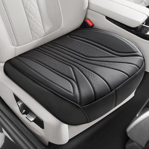EQUIDEVDY 2 Pack Leather Bottom Car Seat Covers,Front Seat Covers for Cars,Driver Car Seat Cover,Luxury Faux Leather Seat Protectors,Full Wrap,Waterproof,for Most Vehicles,Sedan,SUV,Truck (Black) - Image 1