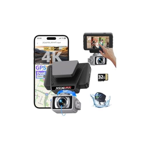2026 AI Drive Assist 5G WiFi Dash Cam Front and Rear, UHD 4K+1080P, ADAS & GPS, 360° Rotating Front x Free 32GB Card Dual Dashcam, 3" Touch Screen, 24H Parking Mode, Support 512GB Max
