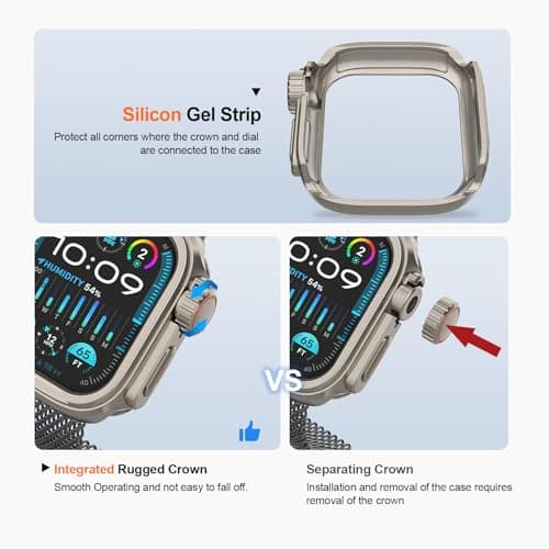 SDOCEBF Aluminum Alloy Case for Apple Watch SE 3/2/1, Series 6/5/4 44mm, Rugged Metal Bumper with Ceramic Back Cover, Shockproof Protective Case for iWatch 44mm, Titanium - Thumbnail 3