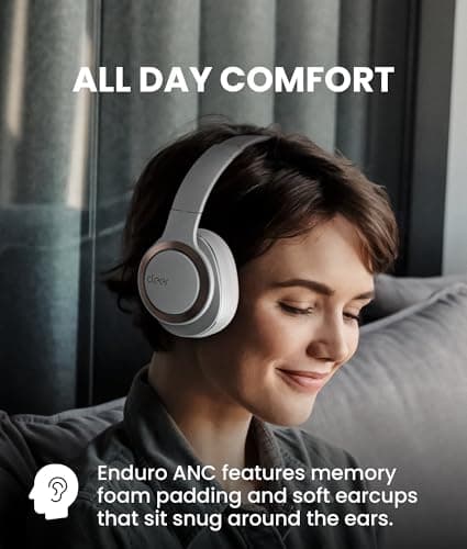 Cleer Audio Enduro ANC Noise Canceling Headphones, Bluetooth Multipoint Connection, Over-The-Ear Design with Mic, Crystal Clear Hands-Free Calling, up to 60 Hours of Battery Life - Light Grey - Thumbnail 6