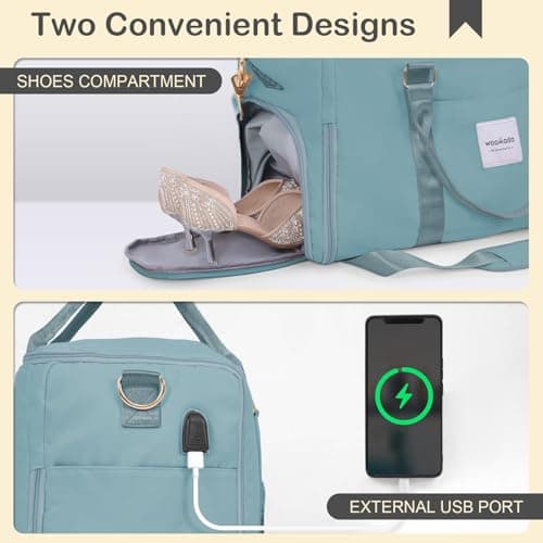 WOOMADA Travel Garment Bag, Convertible Garment Duffle with Shoe Bag and Hanging Dress Compartment for Women, Carry-On Luggage for Business and Leisure Trips(Turquoise) - Thumbnail 3