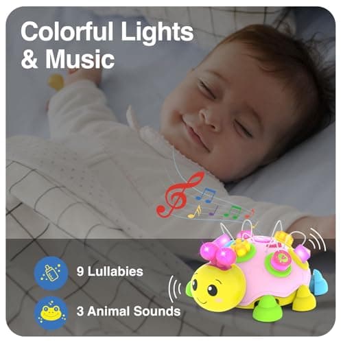 Holaxander Baby Musical Ladybug Crawling Toys,Baby Toy 6-12 Months with Light-up Music, Early Educational Learning Toy, Infant Gift Toys for 7 8 9 10 11 Months 1-2 Years Old Newborn Girls (Pink) - Thumbnail 5