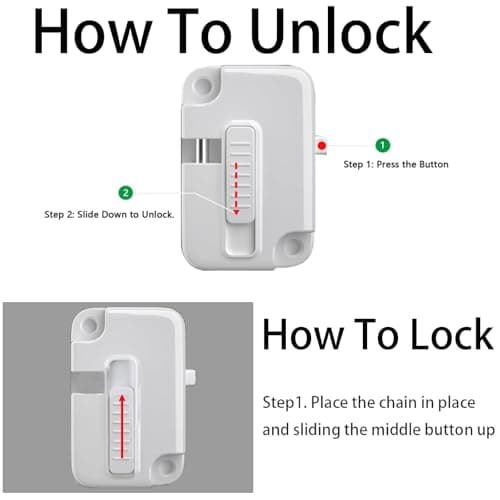 Bstsilver Child Proof Door Lock with Adjustable Strap, Cat Door Latch Holder, Keep Dog Out of Litter Box, Window Security Lock Babyproofing, Cabinet Chain Safety Lock for Toddler Dementia Pet, 2 Pack - Thumbnail 6
