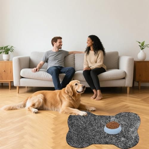 BETAGT Dog Food Mat, Absorbent Dog for Food and Water, Dog Bowl Mats, Stains Quick Dry Pet Mat, Quick Dry Pet Water Mats for Floors Waterproof, Grey - Thumbnail 6