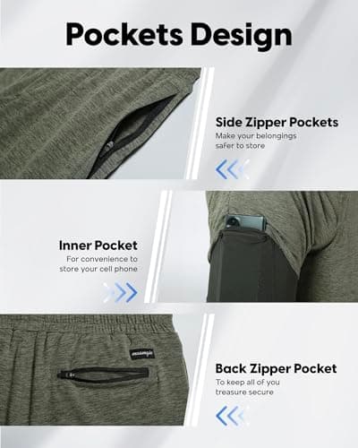maamgic Mens 2 in 1 Running Shorts, 5" Gym Short with Zip Pockets, Quick Dry Workout Athletic Shorts for Men Olive Green XX-Large - Thumbnail 3