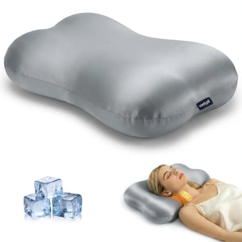 COMFYPIL Cervical Pillow for Neck Pain Relief, Ergonomic Contour Memory Foam Pillow for Side Back Stomach Sleepers, Deep Sleep Pillow for Cloud-Soft Shoulder Support with Cooling Pillowcase,Space Grey